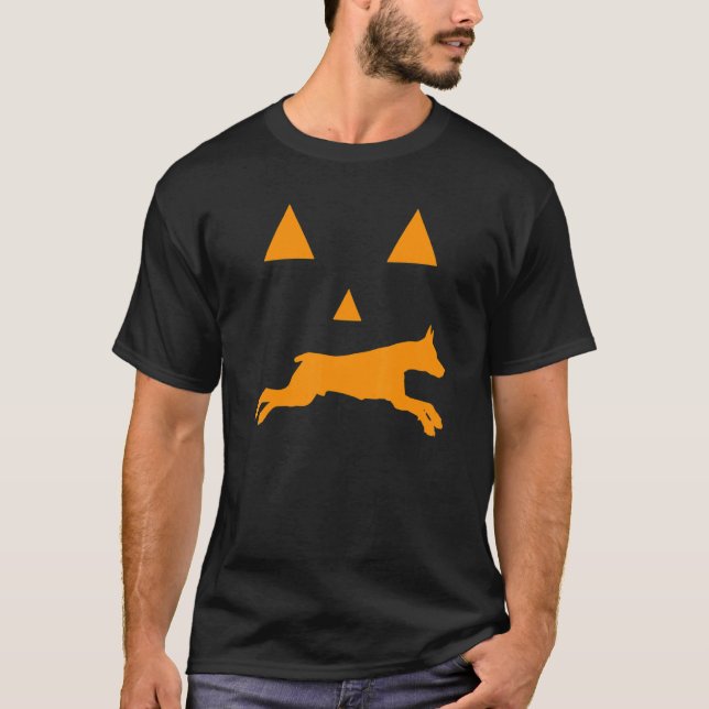 T-shirt Doberman Halloween Éffrayant visage chien classiqu (Devant)
