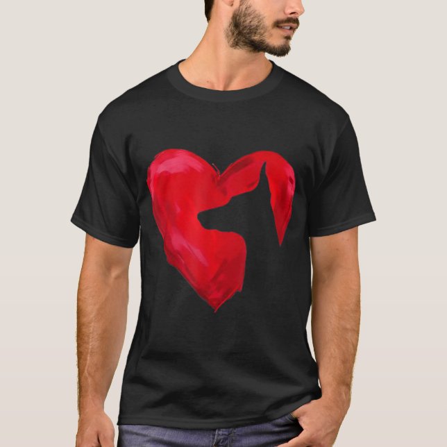 T-shirt Doberman Heart silhouette (Devant)
