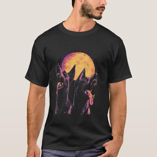 T-shirt Doberman Hurle à la Lune (Devant)