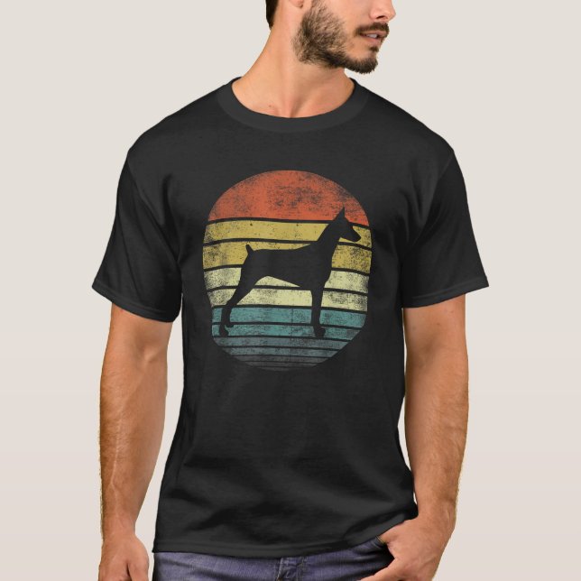 T-shirt Doberman Lover propriétaire cadeaux Retro Sunset C (Devant)