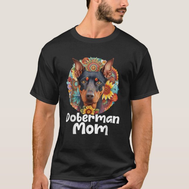T-shirt Doberman Maman Fête des Mères Amoureux des chiens  (Devant)