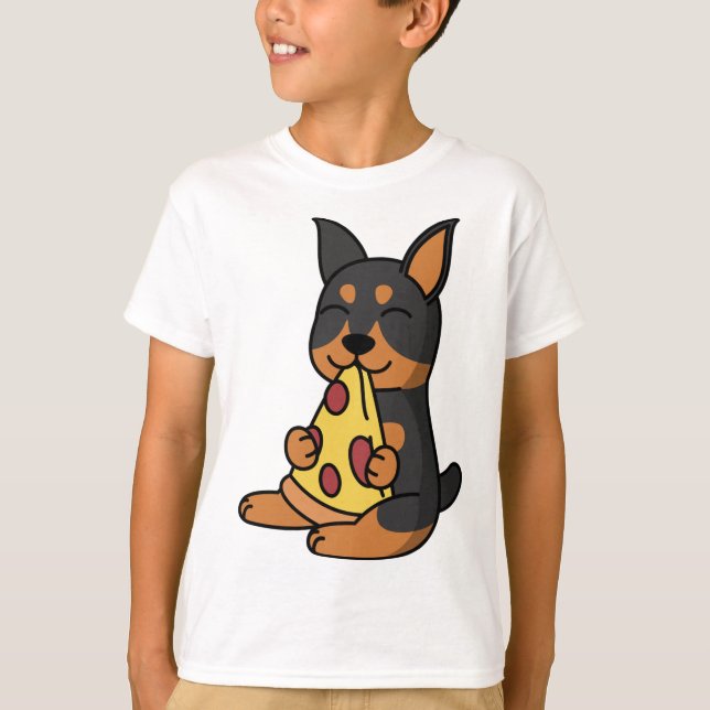 T-shirt Doberman Manger Pizza Chien (Devant)