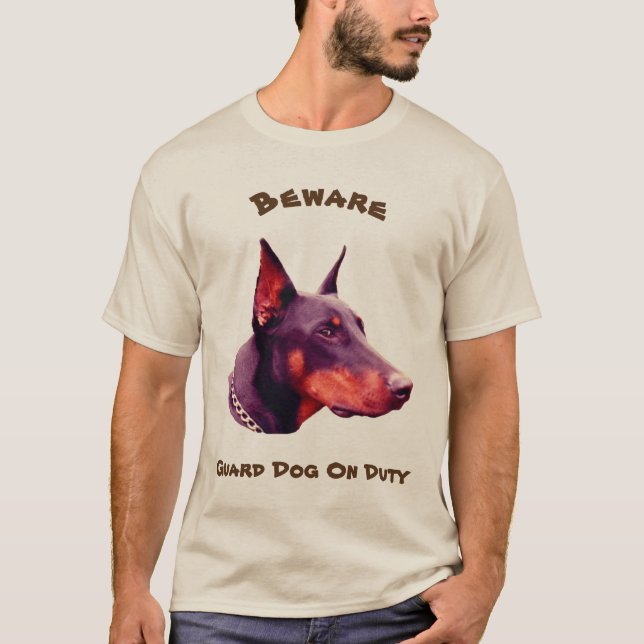 T-shirt Doberman Pinscher Attention drôle (Devant)