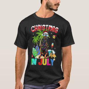T-shirt Doberman Pinscher au chapeau de Père Noël lunettes