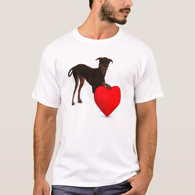 T-shirt Doberman Pinscher Avec Coeur (Devant)