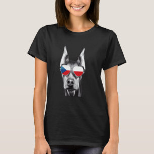 T-shirt Doberman Pinscher Chien Lunettes de soleil Drapeau