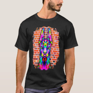 T-shirt Doberman Pinscher Coloré Briques Pop Doberman Chio