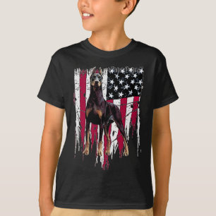 T-shirt Doberman Pinscher Drapeau Américain Usa Awesome