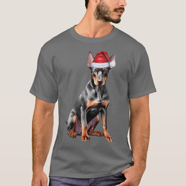T-shirt Doberman Pinscher Funny Christmas Dog Holiday (Devant)