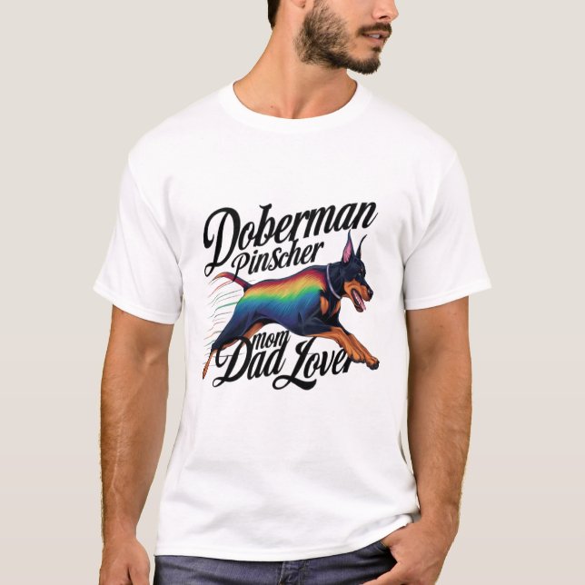 T-shirt Doberman Pinscher Maman Papa Lover (Devant)