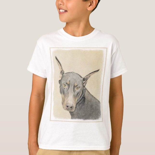 T-shirt Doberman Pinscher Peinture - Art Chien original (Devant)