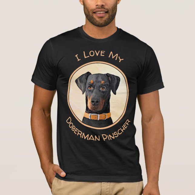 T-shirt Doberman Pinscher Peinture non découpée Art origin (Devant)