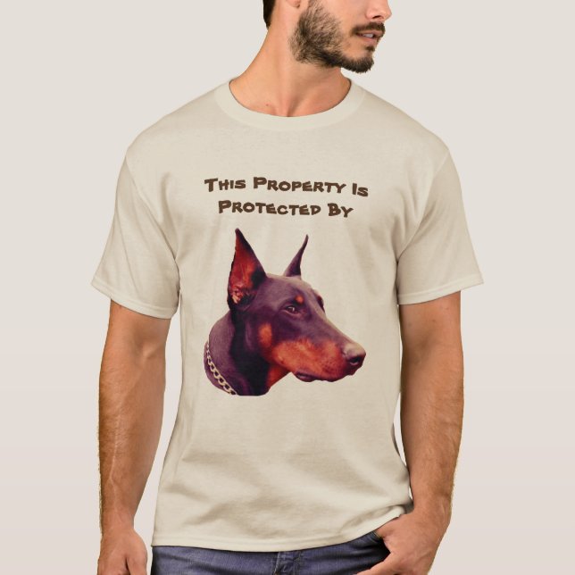 T-shirt Doberman Pinscher Protégé Par Funny (Devant)
