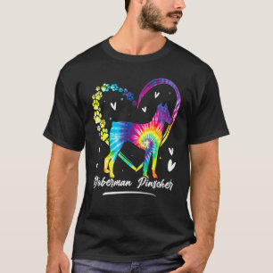 T-shirt Doberman Pinscher Tie Dye Rainbow Chien
