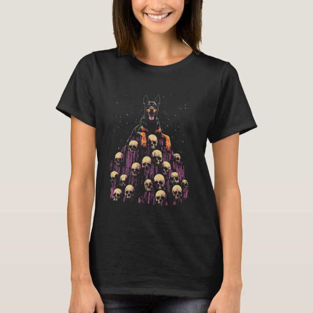 T-shirt Doberman squelette chien gothique (Devant)