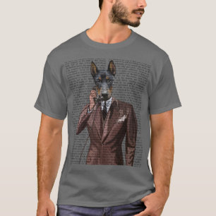 T-shirt Dobermann au téléphone