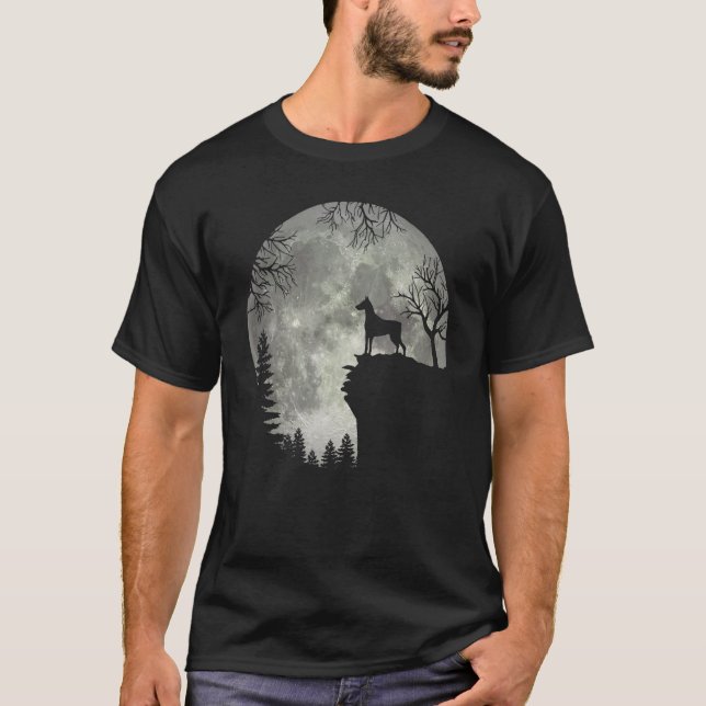 T-shirt Dobermann Et Lune Halloween Classique Halloween Mo (Devant)