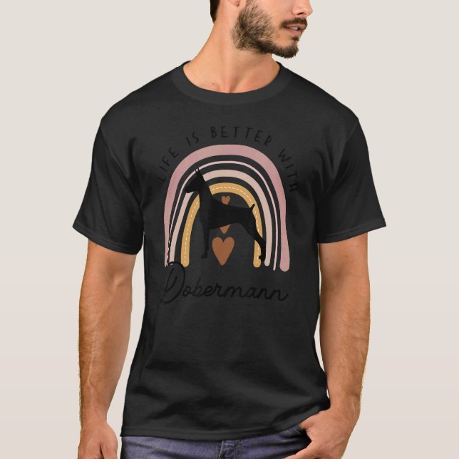 T-shirt Dobermann maman Chien Arc-en-ciel (Devant)