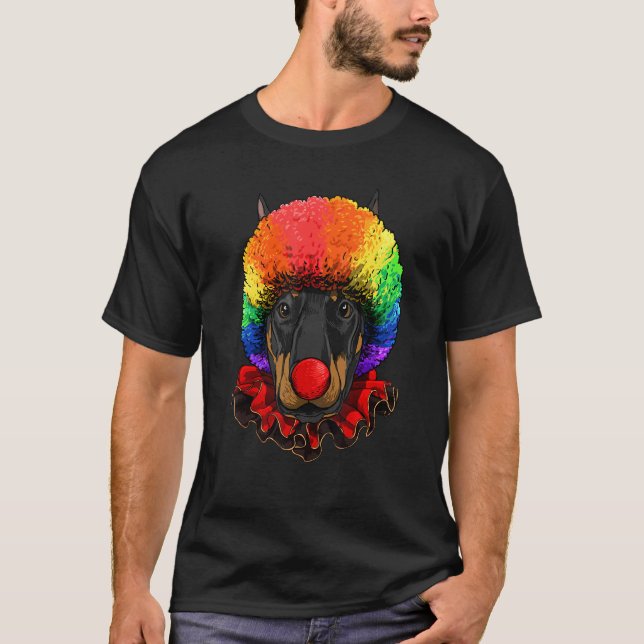 T-shirt Dobermann Pinscher Clown Carnival Cirque Personnel (Devant)