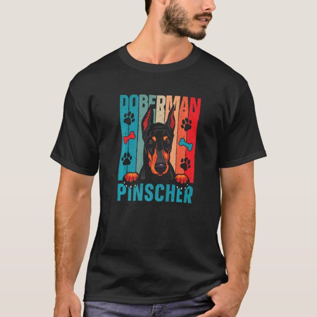 T-shirt Dobermann Pinscher Rétro Dobermann Chien (Devant)