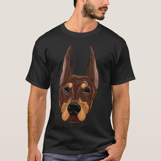 T-shirt Dobermann Rouge Et Rouille (Devant)