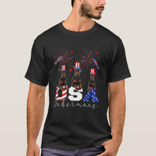 T-shirt Dobermans Dog des États-Unis portant le drapeau am