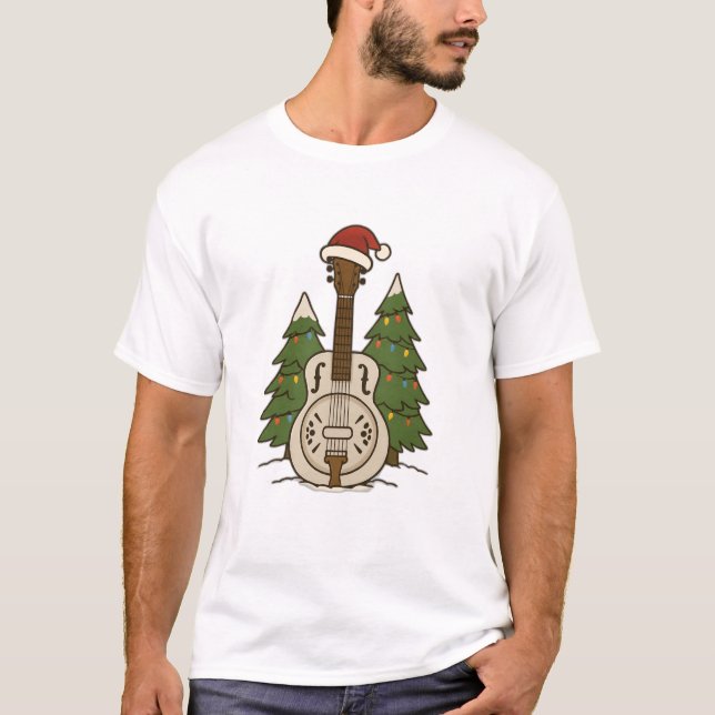 T-shirt Dobro Christmas - Festive Guitare Holiday Design (Devant)