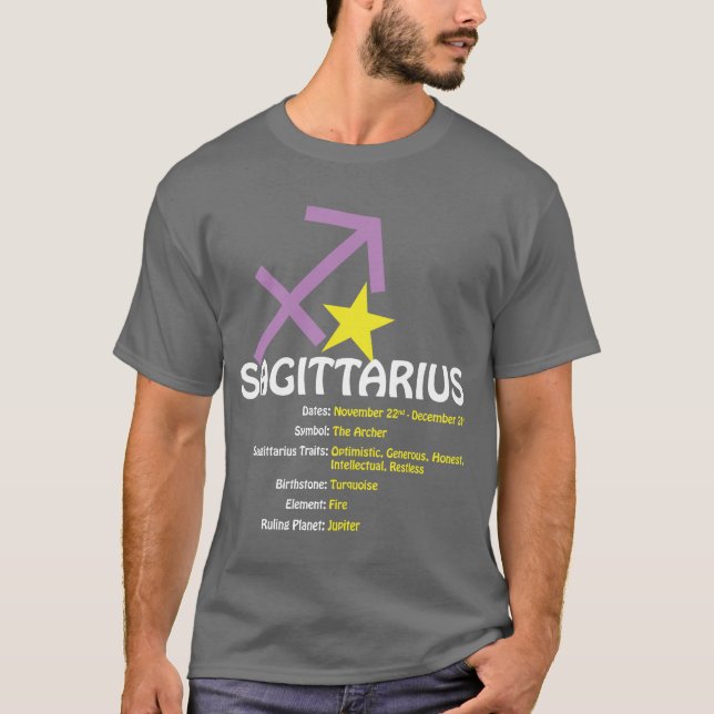 T-shirt d'obscurité de traits de Sagittaire (Devant)