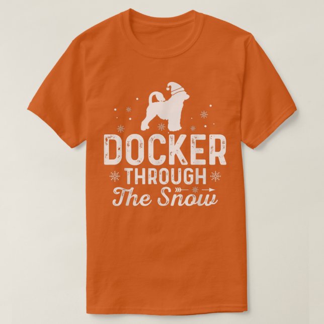 T-shirt Docker à travers la neige Funny Noël Nouvel An D (Design devant)