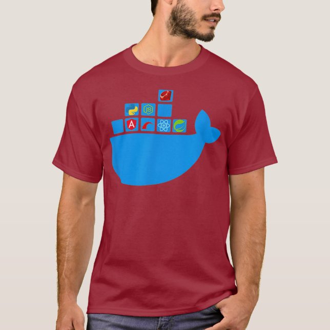 T-shirt Docker React Node Js Ruby Rail Python Hackathon (Devant)
