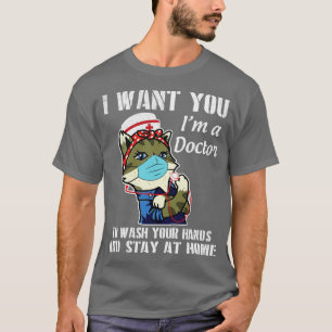 T-shirt Docteur Cat Je Veux Que Vous Lavez Vos Mains Et Re