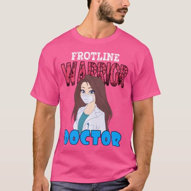 T-shirt Docteur guerrier de première ligne Anime Girl Visa (Devant)