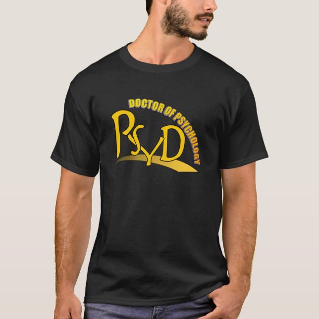 T-SHIRT DOCTEUR OF PSYCHOLOGY YELLOW LOGO DE PSYD (Devant)