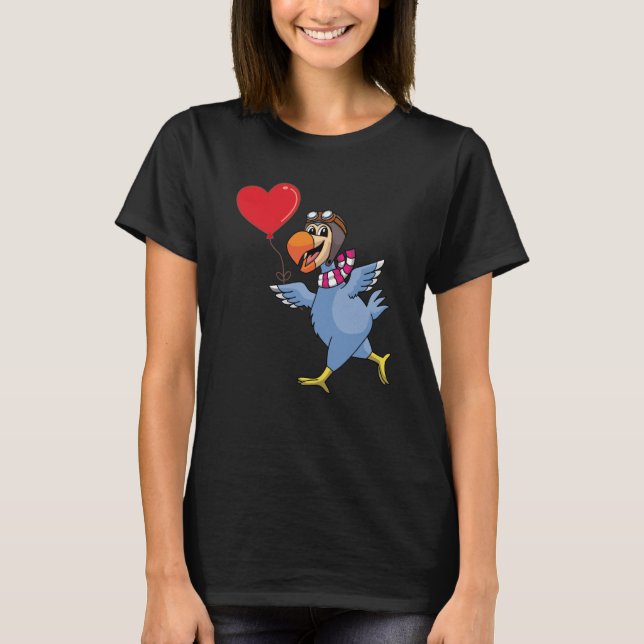 T-shirt Dodo Bird With Heart Balloon Valentines Day Love B (Devant)