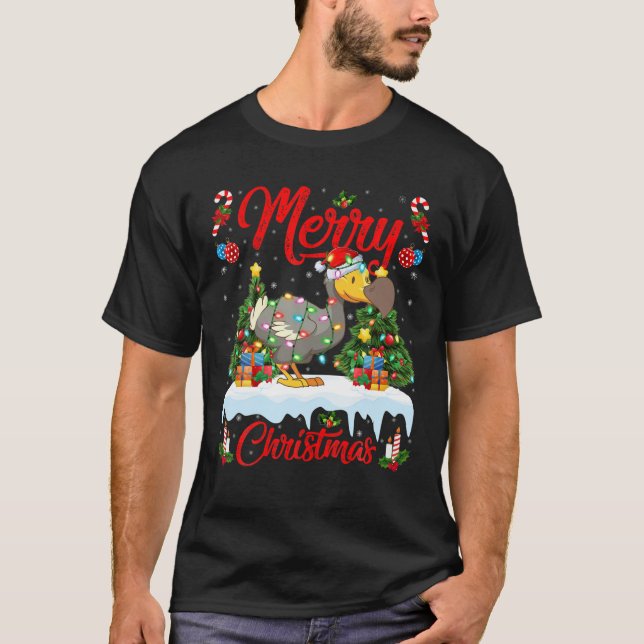 T-shirt Dodo Oiseau Amant Xmas Éclairage Santa Hat Dodo Ch (Devant)