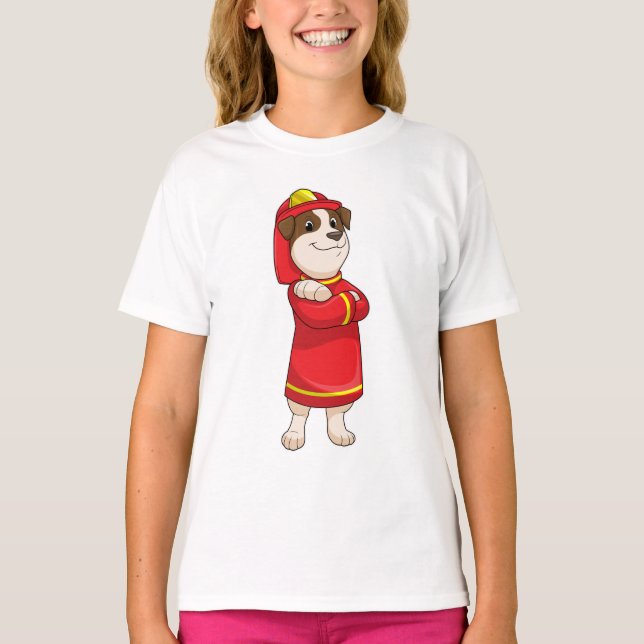 T-shirt Dog as Firefighter with Helmet (Devant)