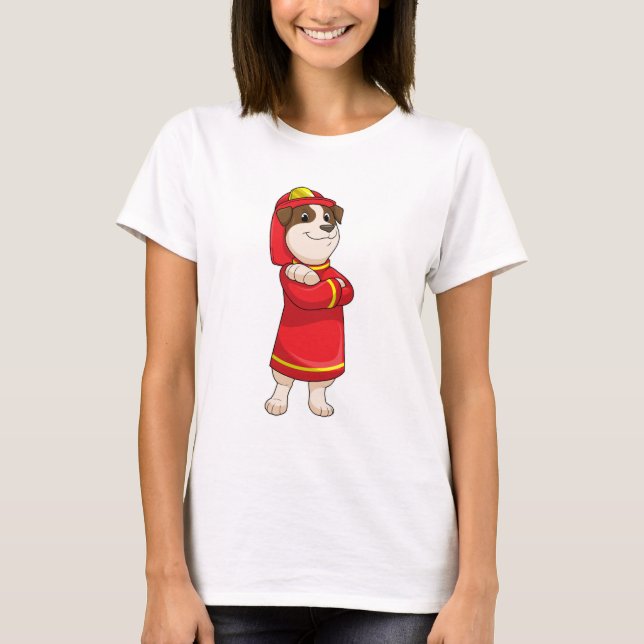 T-shirt Dog as Firefighter with Helmet (Devant)