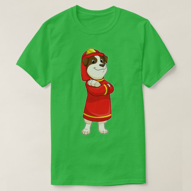 T-shirt Dog as Firefighter with Helmet (Design devant)