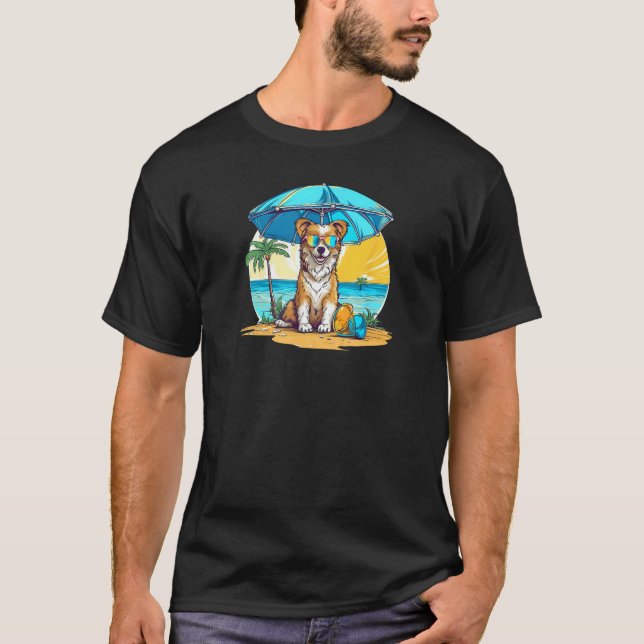 T-shirt Dog At Beach Summer Vacation (Devant)