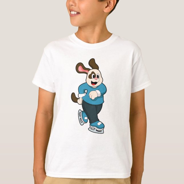 T-shirt Dog at Ice skating with Ice skates (Devant)