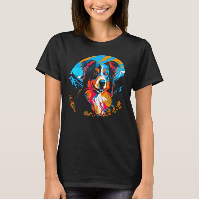 T-shirt Dog Australian Shepherd Mountain (Devant)