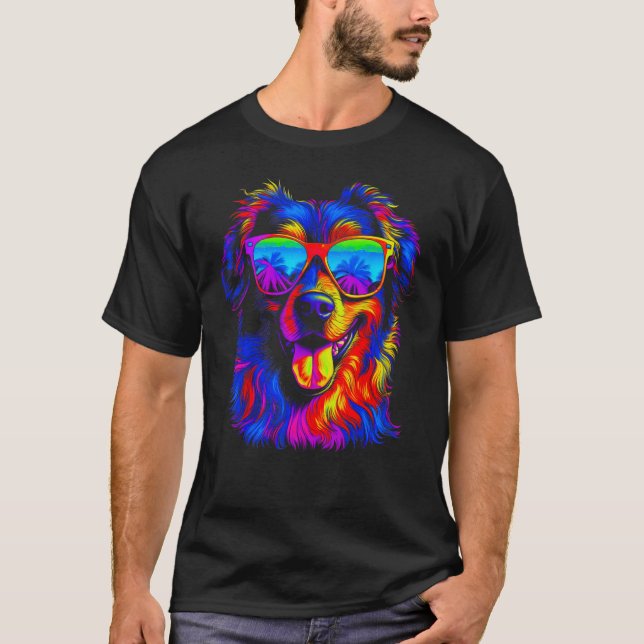T-shirt Dog Australian Shepherd Summer Party (Devant)
