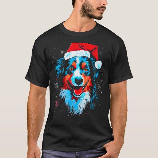 T-shirt Dog Australian Shepherd Xmas (Devant)