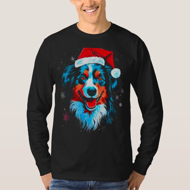 T-shirt Dog Australian Shepherd Xmas (Devant)