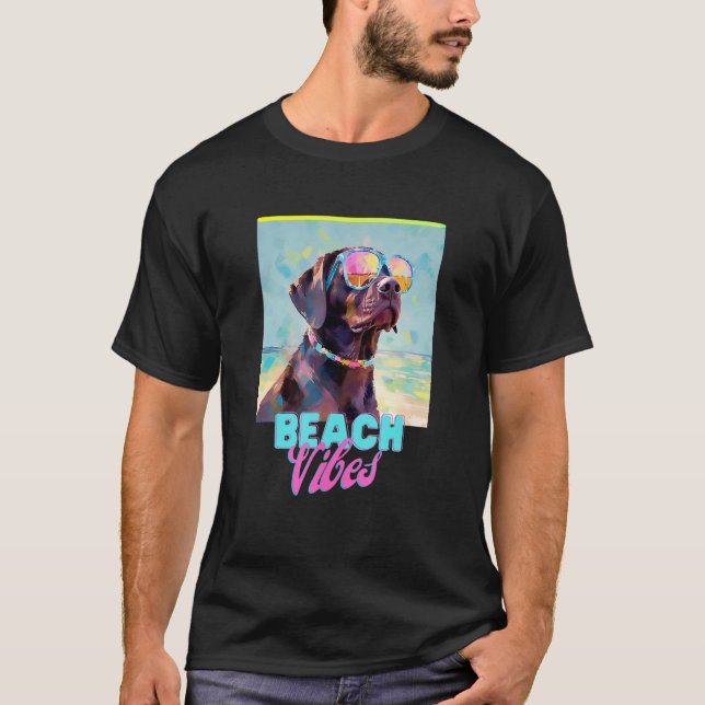 T-shirt Dog Beach T Shirt Cute Labrador Owner Tee Gift Fun (Devant)