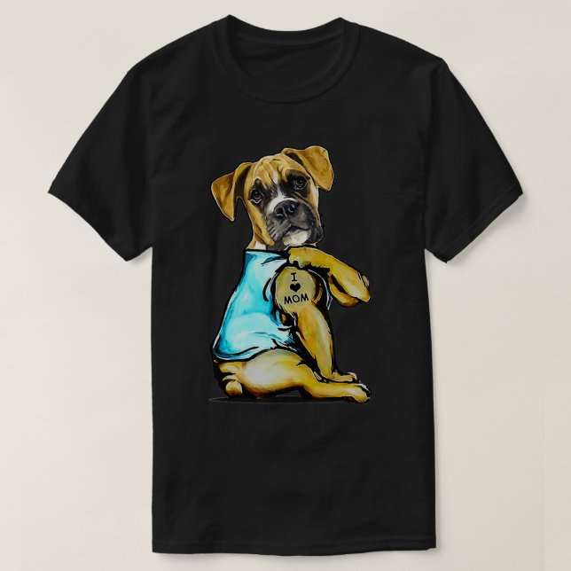 T-shirt Dog Boer Dog Tattoo I Love Mom Mother's Day Lover  (Design devant)