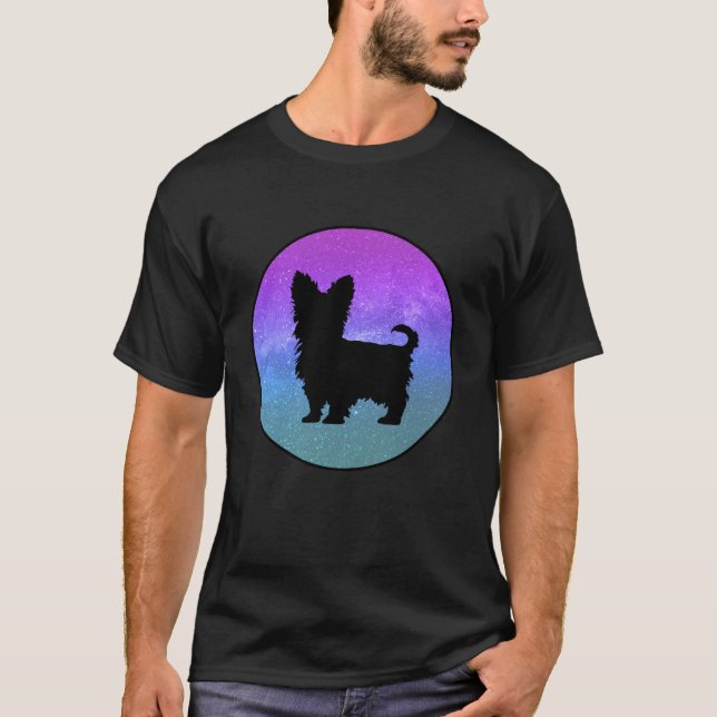 T-shirt Dog Breed Yorkshire Terrier Dog Silhouette Space G (Devant)