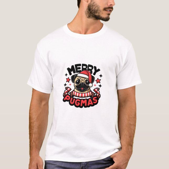 T-shirt dog christmasgift MERRY PUGMAS (Devant)