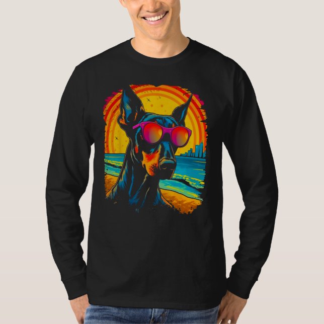 T-shirt Dog Cool Doberman Pinscher Sunglasses (Devant)