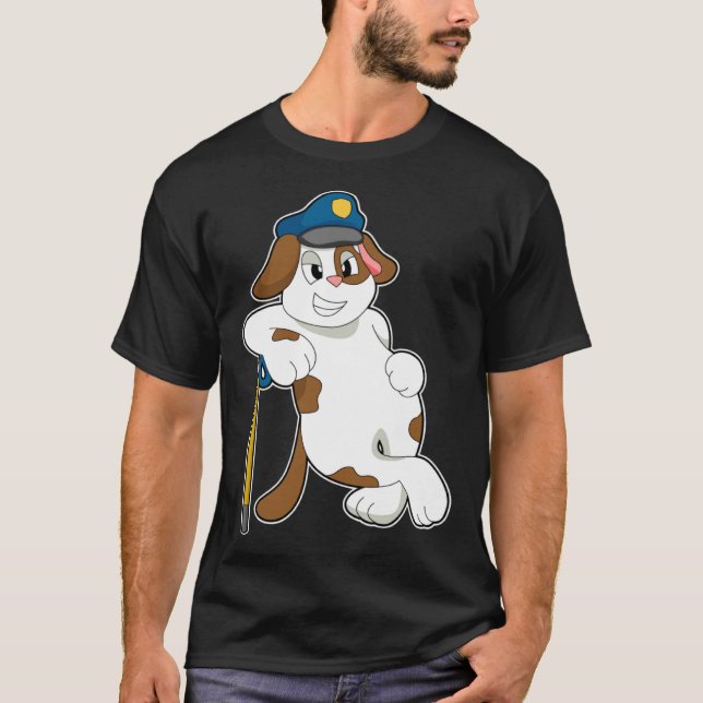 T-shirt Dog Cop Baton Police (Devant)